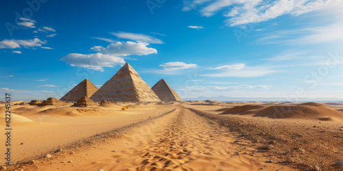 Egyptian Pyramids On The Background Of The Desert Sands Created With The Help Of Artificial Intelligence