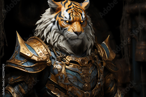 Tigre vestido como si fuese un rey. Generado Ai photo