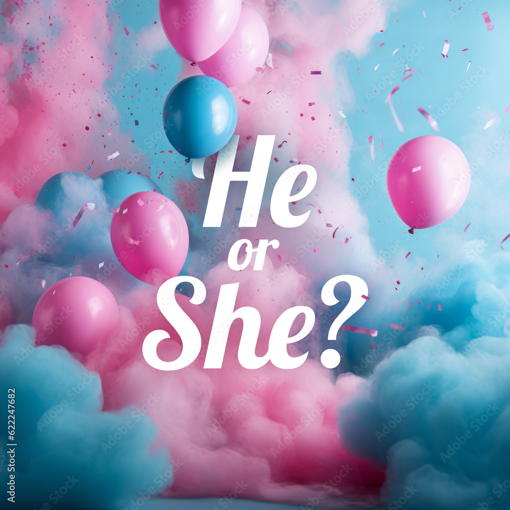 Pink and Blue gender reveal balloon background. Generative ai Pink and Blue gender reveal balloon background. Generative ai