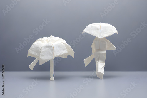 umbrella on white origami. Generative AI