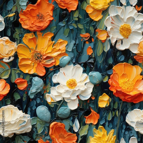 Fresh and Floral Clay-Style Design: Handcrafted Spring Flowers in a Seamless Pattern Background, generative AI