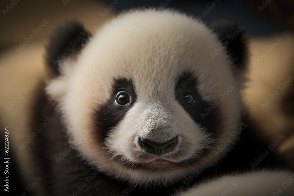 Fototapeta premium Closeup of a baby panda face