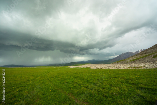 Mountain landscape during stormy weather
