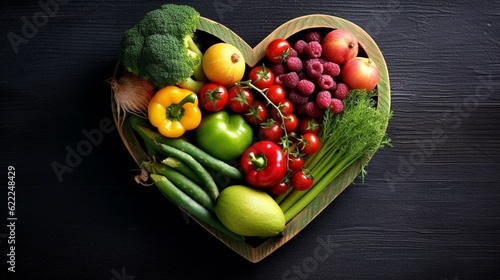 Healthy nutrition eating with fresh fruits and vegetable