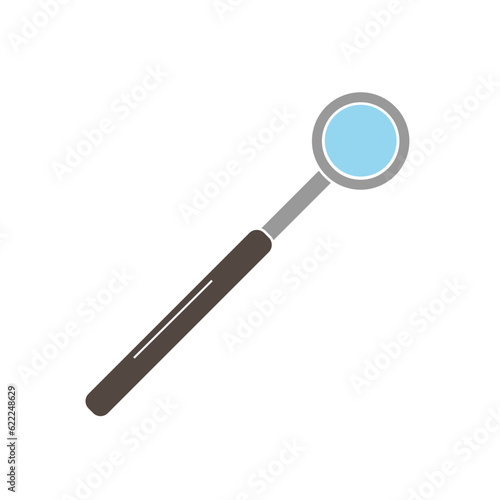 Dental mirror therapy icon and surgical dental instrument illustration