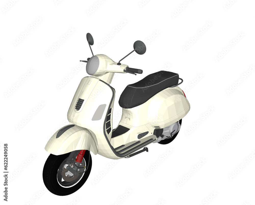 Side View Retro Classic Motorcycle Scooter matic detailed vector illustration isolated white color 