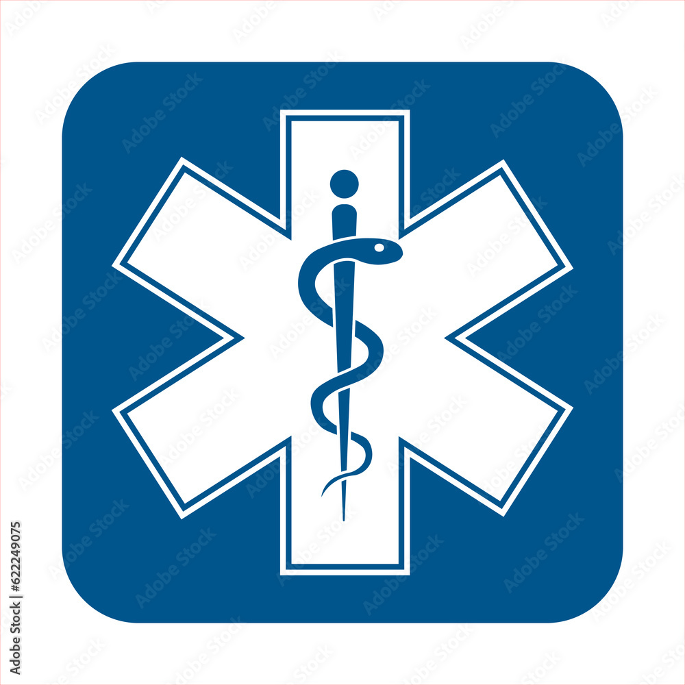Medical sign star of life icon. Hospital ambulance star glyph style pictogram Medical sign star of life icon. Hospital ambulance star glyph style pictogram