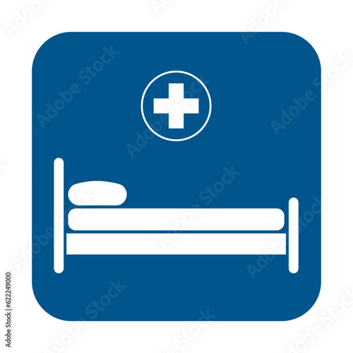 Hospital bed with medical equipments, intensive care, resuscitation