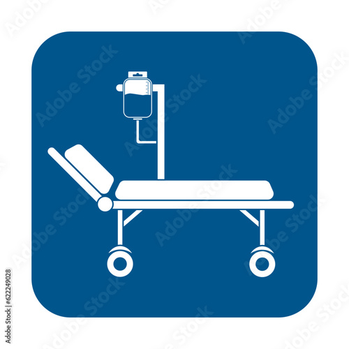 Hospital bed with medical equipments, intensive care, resuscitation