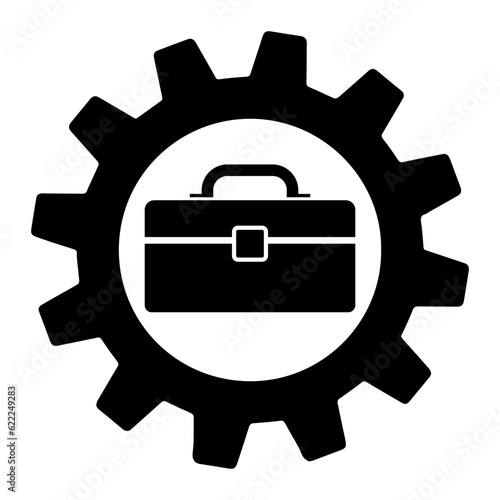 Tool box on gear isolated icon. simple element illustration from industry concept icons