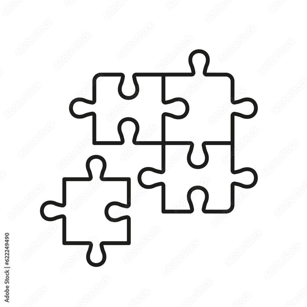 Puzzle Square Pieces Match, Logic Combination Linear Pictogram. Teamwork, Idea, Challenge Game Outline Sign. Jigsaw Solution Line Icon. Editable Stroke. Isolated Vector Illustration Puzzle Square Pieces Match, Logic Combination Linear Pictogram. Teamwork, Idea, Challenge Game Outline Sign. Jigsaw Solution Line Icon. Editable Stroke. Isolated Vector Illustration