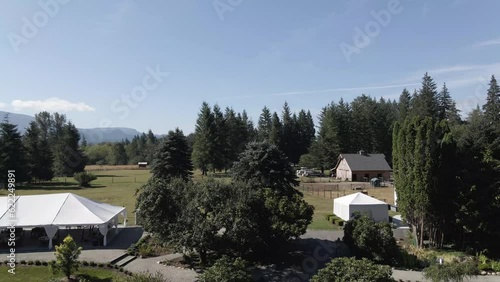 Wallpaper Mural Farm with a lake in the middle of the forest. There is a large white tent. Washington, United States. Tilt. Torontodigital.ca