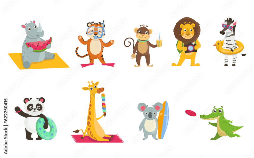 Obraz premium Cute animals in the summertime. Vector graphic.