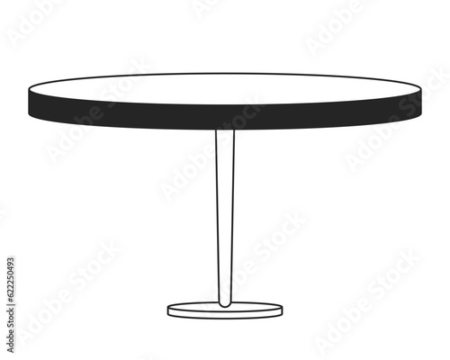 Small wooden table flat monochrome isolated vector object. Exclusive furniture. Editable black and white line art drawing. Simple outline spot illustration for web graphic design