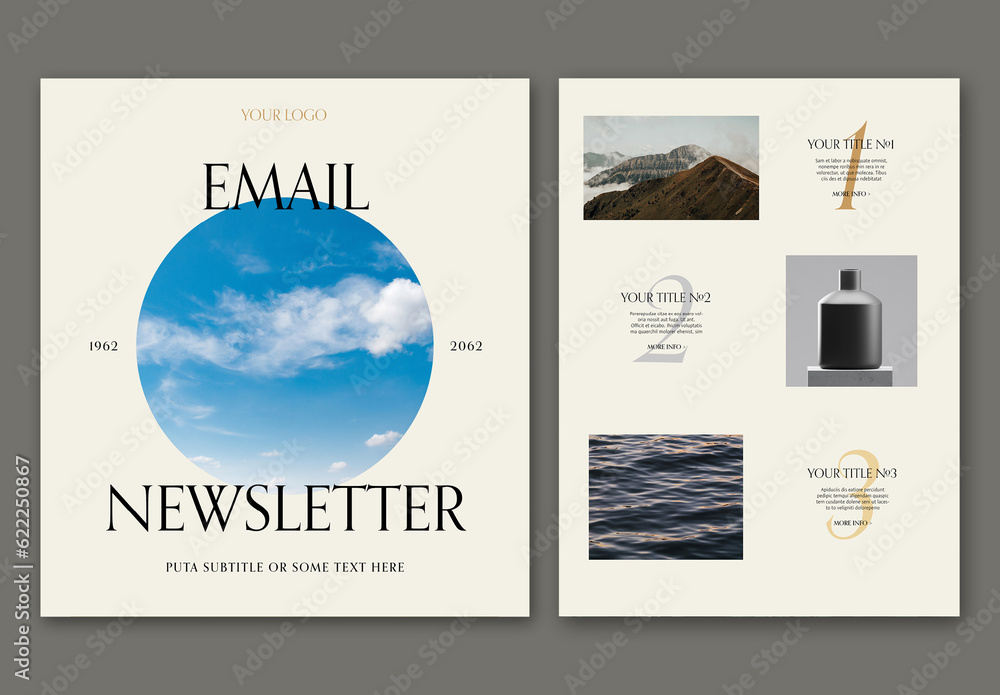 Minimalist Email Newsletter Layout Stock Template | Adobe Stock