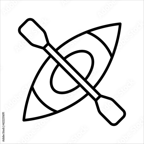 Kayak Icon. Vector Outline Kayak Sign. Isolated Contour Symbol. vector illustration on white background