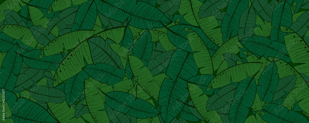 Seamless pattern with banana leaves. Vector illustration for your design