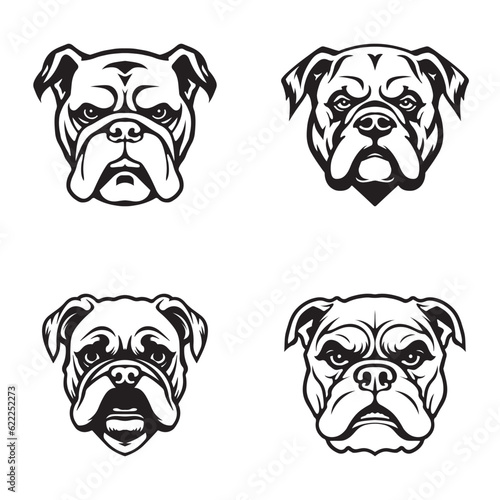 Set of logos with Bulldog on a white background