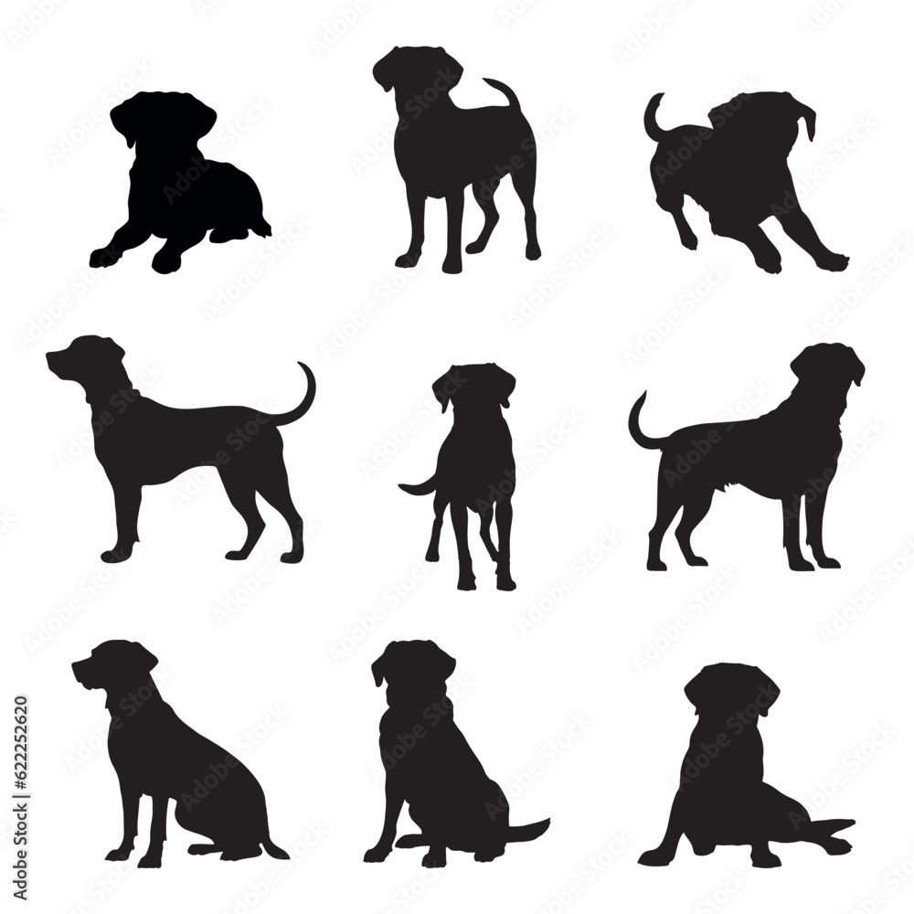 Labrador Retriever silhouette set - isolated vector images of wild animals