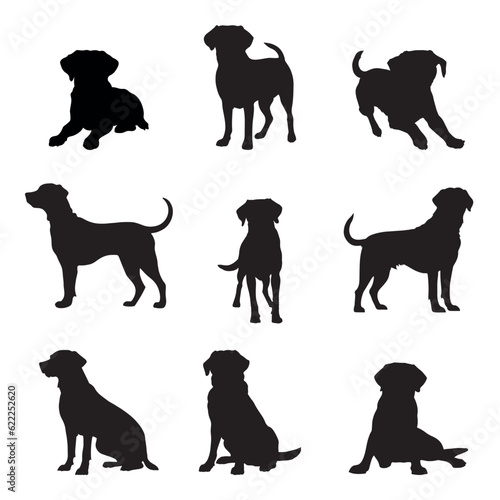 Labrador Retriever silhouette set - isolated vector images of wild animals