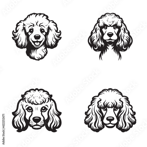 Set of logos with Poodle on a white background