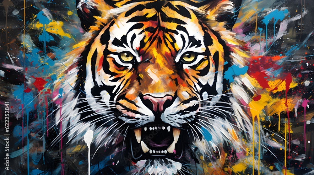 Tiger paint on wall 