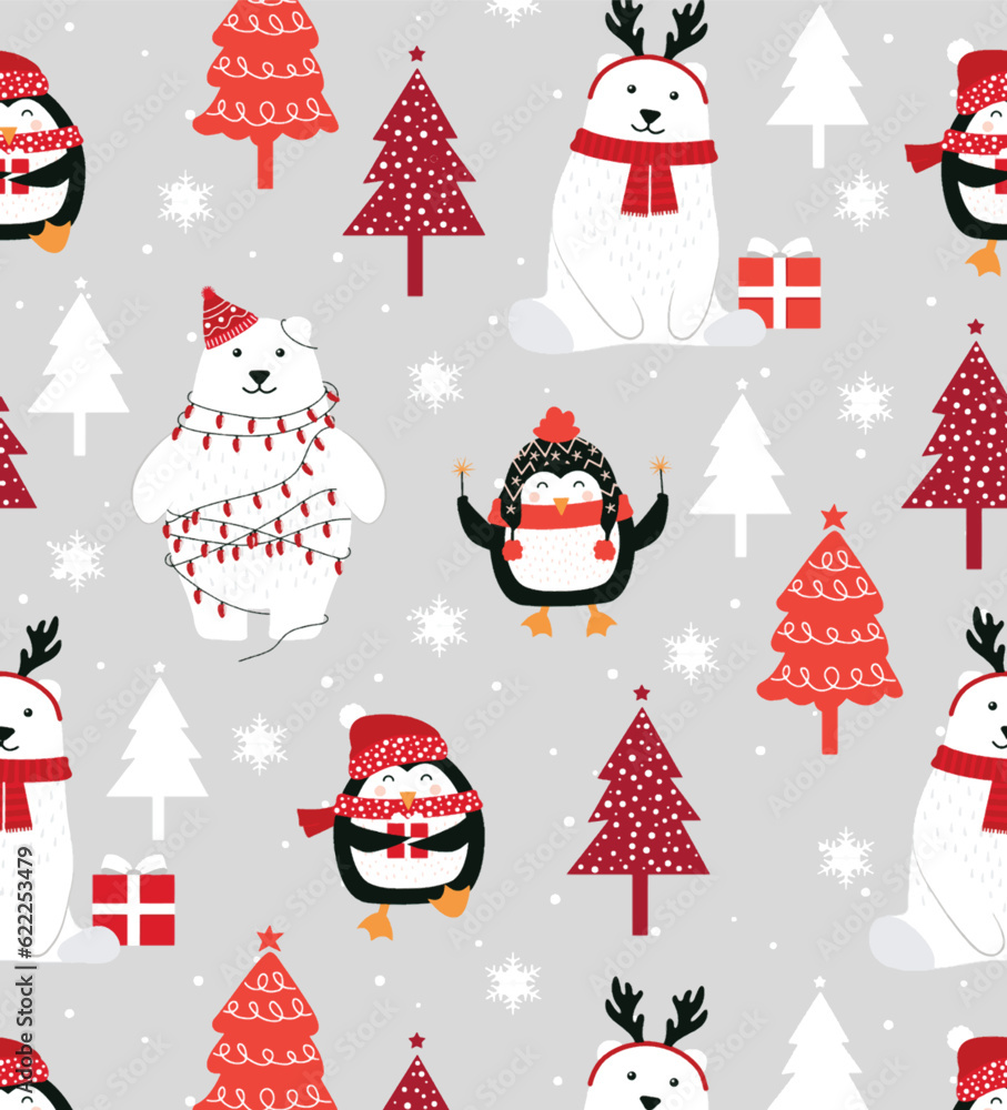 Textile and digital seamless christmas background with snowman vector design Textile and digital seamless christmas background with snowman vector design