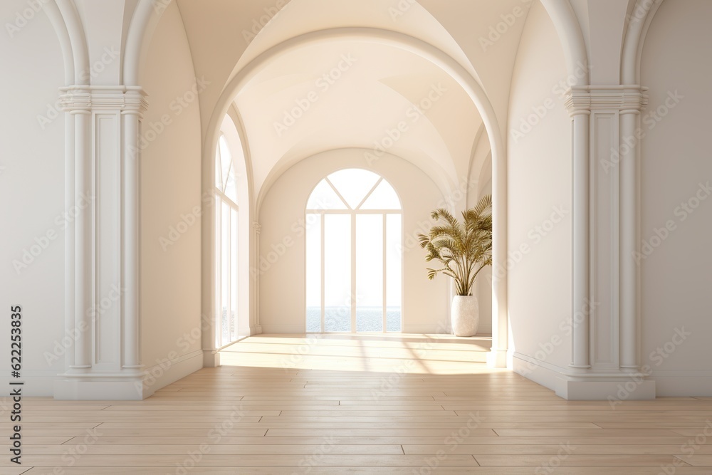 Modern entrance hall ,Marble Corridors of modern house ,Modern Interior design created with AI