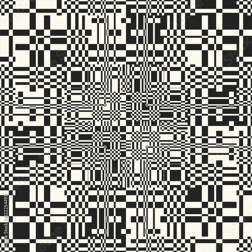 Monochrome Glitch Effect Textured Pattern