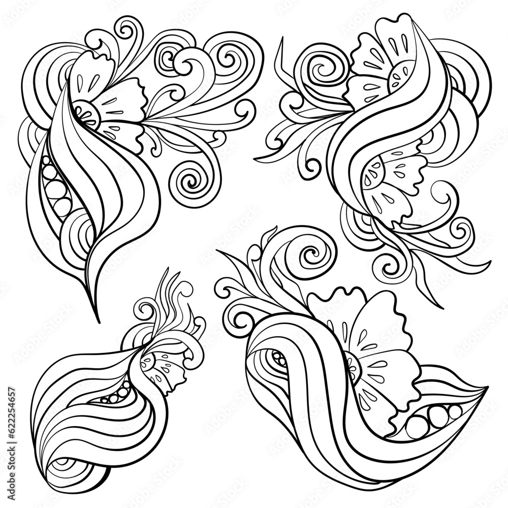 Fototapeta premium abstract swirly motifs, coloring page or tattoo design