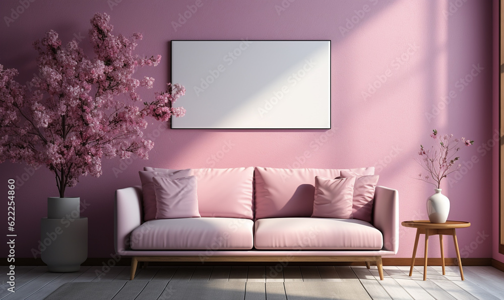 mockup empty frame, in living room mockup empty frame, in living room