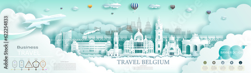 Advertising travel brochure Belgium top world modern and infographic.