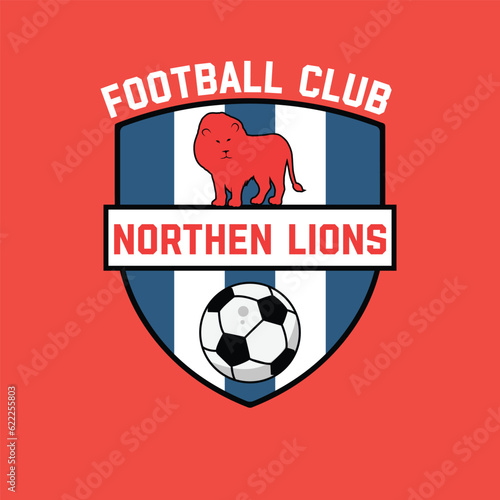 Lions Football club logo and badge design, emblem, vector template, club photo