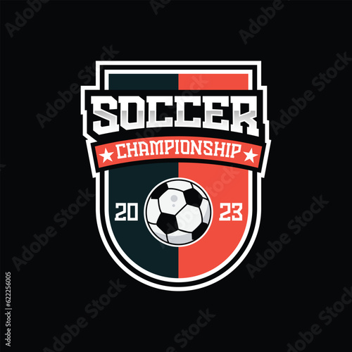 Soccer championship logo design and emblem template, football logo, league , editable text