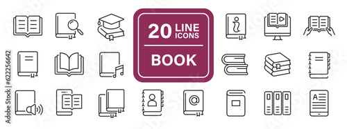 Book line icons. Editable stroke. For website marketing design, logo, app, template, ui, etc. Vector illustration.