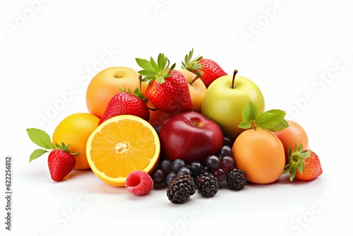 Group of Fruits Isolated on White Background. Generative ai