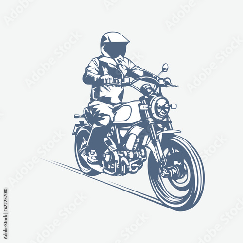 vector illustration of touring man riding a motorbike