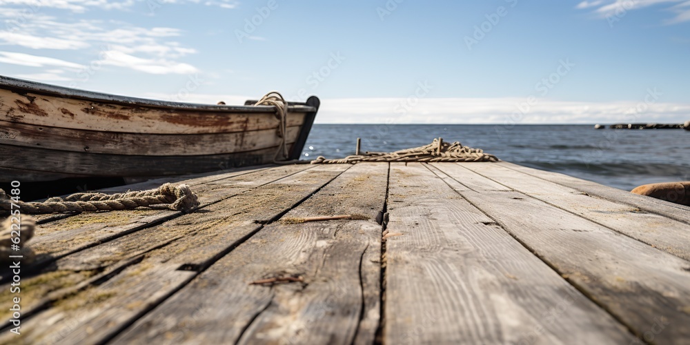 AI Generated. AI Generative. Nature outdoor landscape travel boat cost dock vacation harbor. Graphic Art