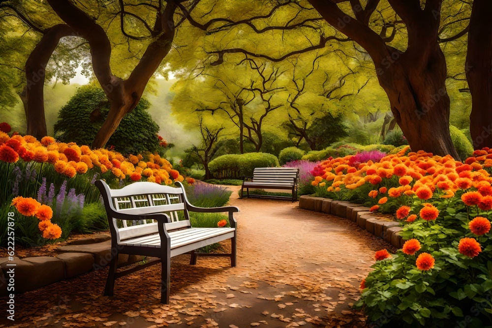 bench in the park AI generated