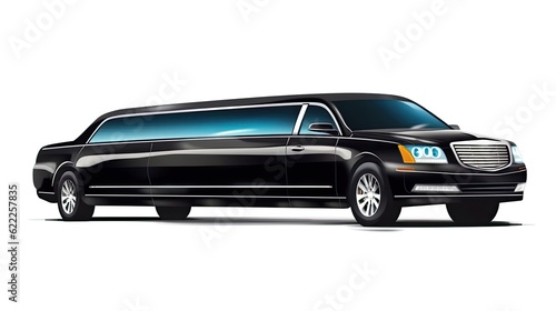 Black limousine photo realistic illustration - Generative AI.