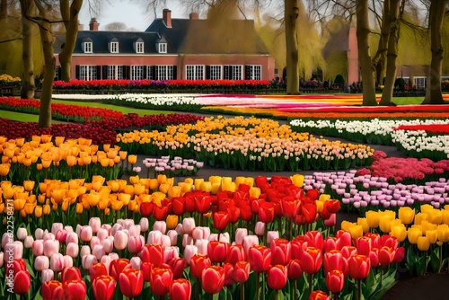 tulips in the garden AI generated