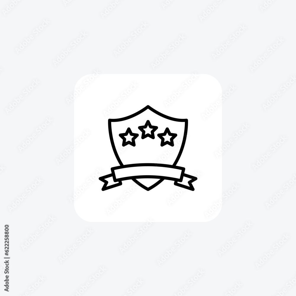 Star shield, protection, badge, star Vector Line Icon Star shield, protection, badge, star Vector Line Icon