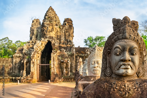 Gate at ancient temple Angkor Thom of Angkor Wat, Siem Reap, Cambodia.