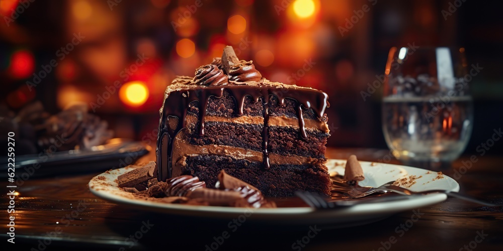 AI Generated. AI Generative. Chocolate pie cake desert brown bake sugar sweet organic food. Evening party birthday background. Graphic Art AI Generated. AI Generative. Chocolate pie cake desert brown bake sugar sweet organic food. Evening party birthday background. Graphic Art