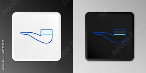 Line Smoking pipe with smoke icon isolated on grey background. Tobacco pipe. Colorful outline concept. Vector