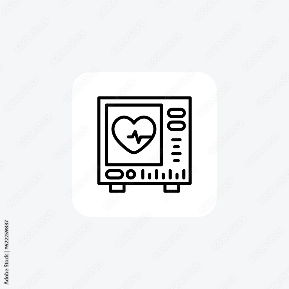 Heart Rate, Pulse, ECG, Medical Equipment Vector Line Icon Heart Rate, Pulse, ECG, Medical Equipment Vector Line Icon