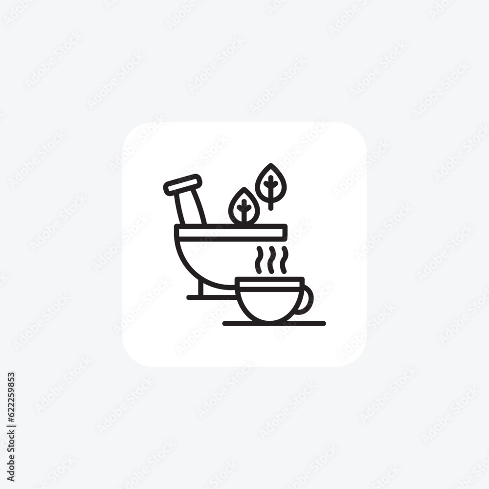 Medicated Tea, Herbal Tea Vector Line Icon Medicated Tea, Herbal Tea Vector Line Icon