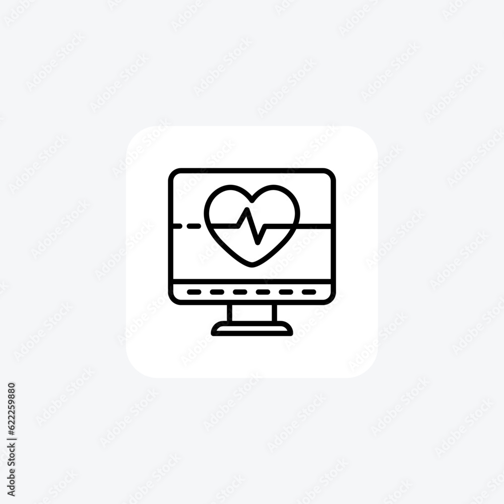 Health Monitoring, Heart Rate, Pulse Vector Line Icon