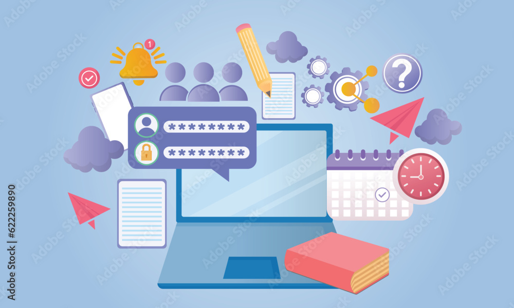 Formation en ligne.on blue background.Vector Design Illustration. Formation en ligne.on blue background.Vector Design Illustration.