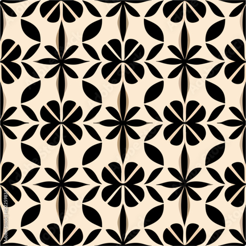 Delicate black and white flower pattern on a white background. The mesmerizing tilework features a peppermint motif with hints of a damask pattern.
